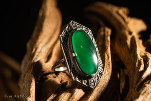 古典綠石戒指