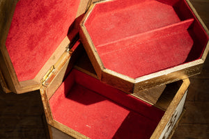 古董木製音樂首飾盒