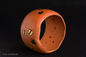 義大利 Corto Moltedo 黃銅鉚釘木質手環