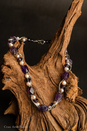 復古紫水晶串珠項鍊